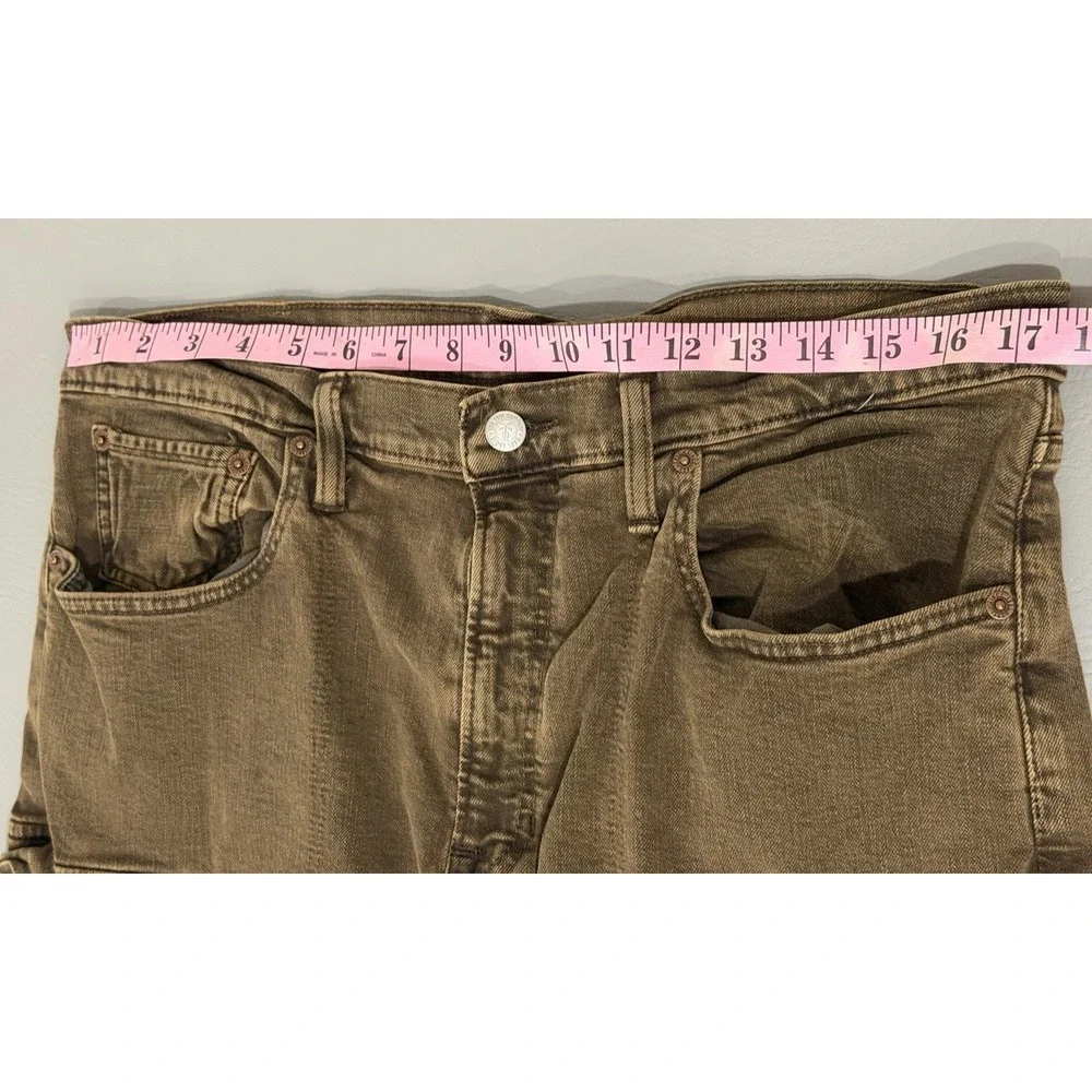 Fyre Men's Brown Cargo Denim Jeans Tag Size 34 Utility Military‎ Work Wear